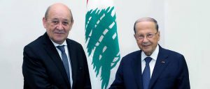 Liban Jean Yves Le Drian et Michel Aoun