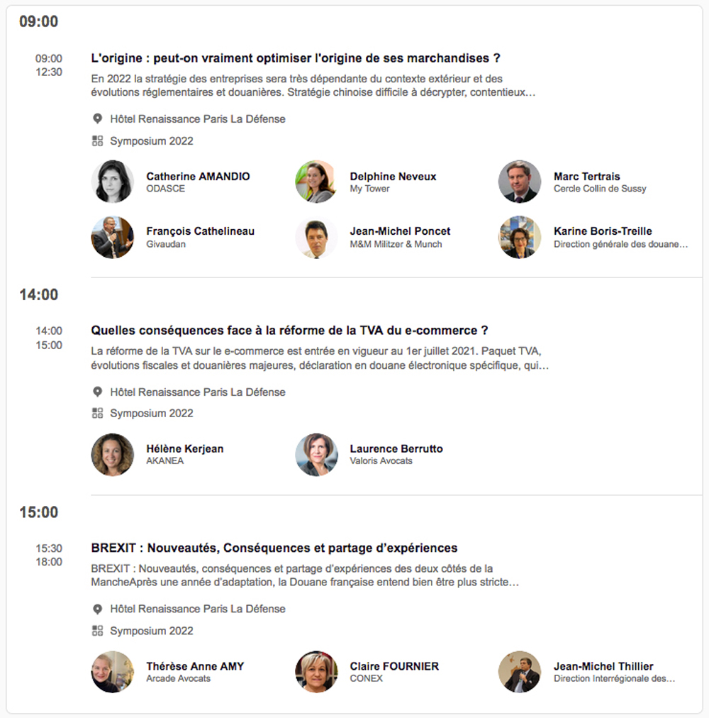 Conferences Symposium douane 2022