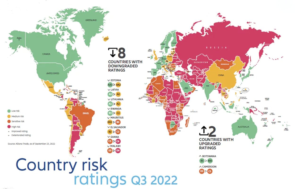 Mise à jour de la carte ＂risques pays＂ d’Allianz Trade et de la Team France Export